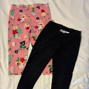 Hanna Andersson Pink Floral & Black Capri Leggings - 2 Pack